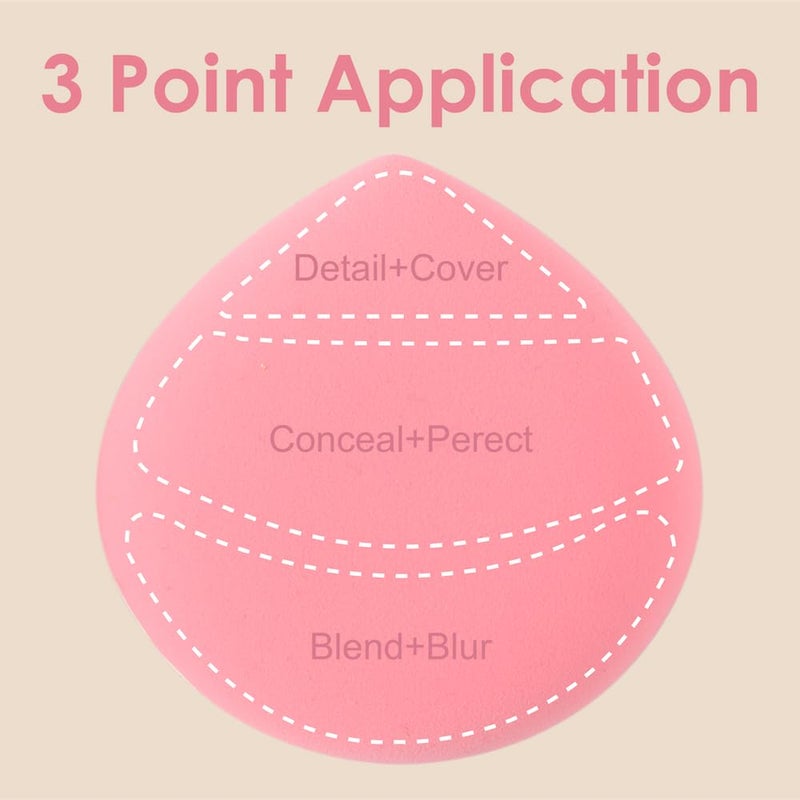 COOL-ANGLE 4Pcs Makeup Sponge Puff Latex-free Soft Beauty Sponge Perfect for Liquid Foundation Concealer Cream Powder, High-density and Flexible Blender Sponge, 4 Color Pack Blue Purple Pink Beige - Image 4